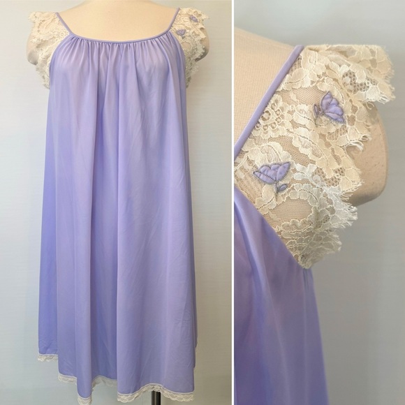Lucie Ann Claire Sandra Vintage 60s Lavender Purple Nightgown Slip Dress Gown - Picture 1 of 7